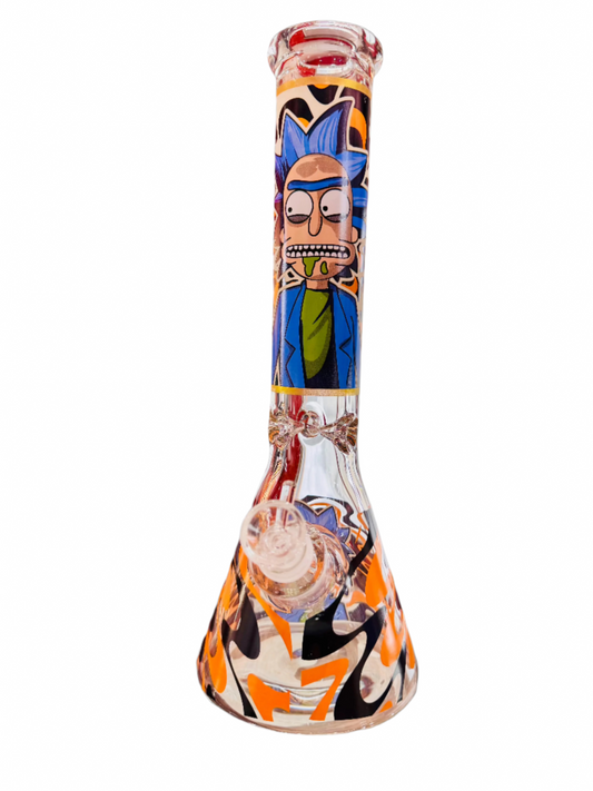 14" tall, 7mm thick  Rick & Morty Bong