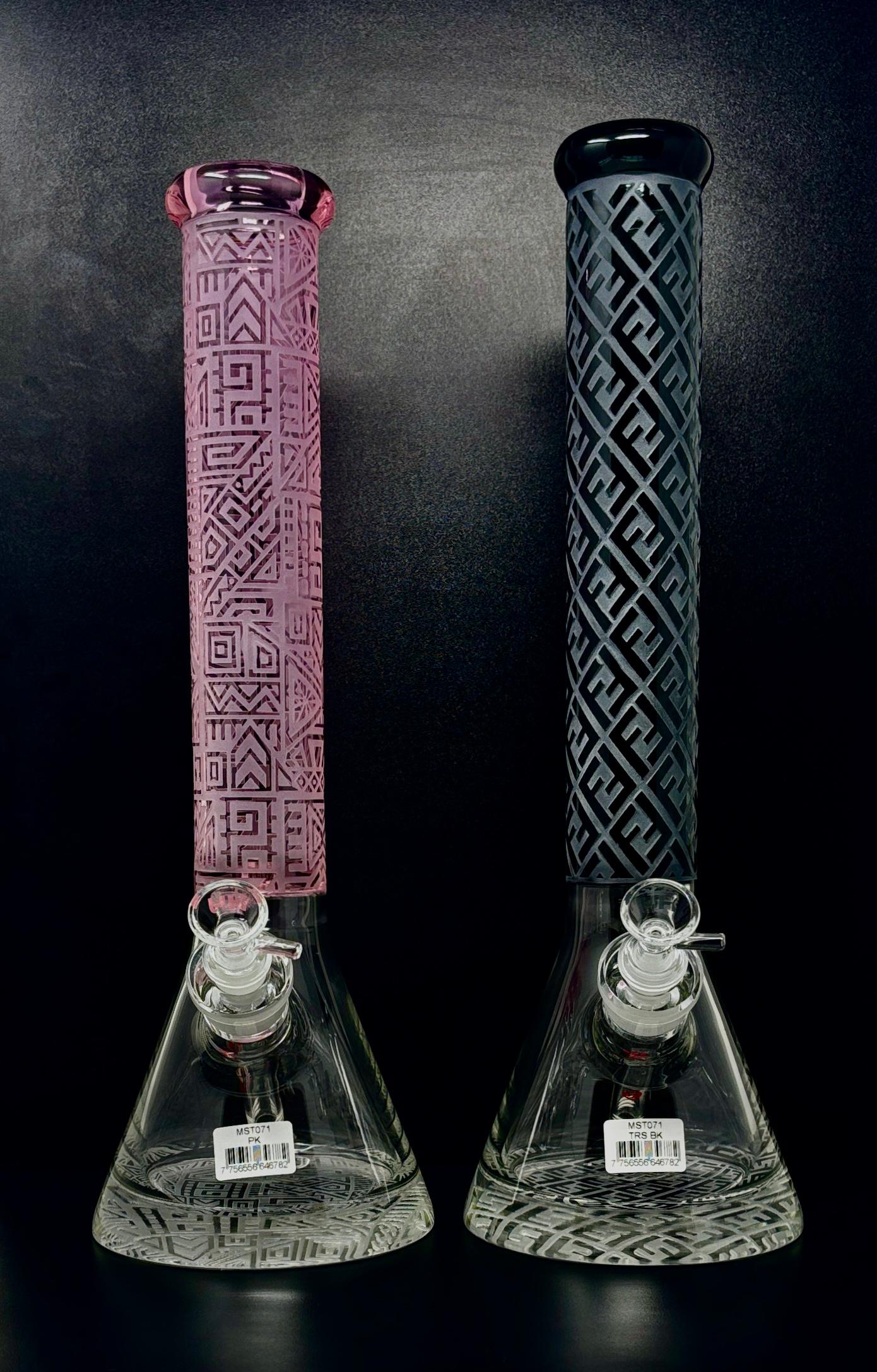 16"  Etched Beaker Bong – 9mm Base, 7mm Tube