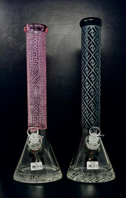 16"  Etched Beaker Bong – 9mm Base, 7mm Tube