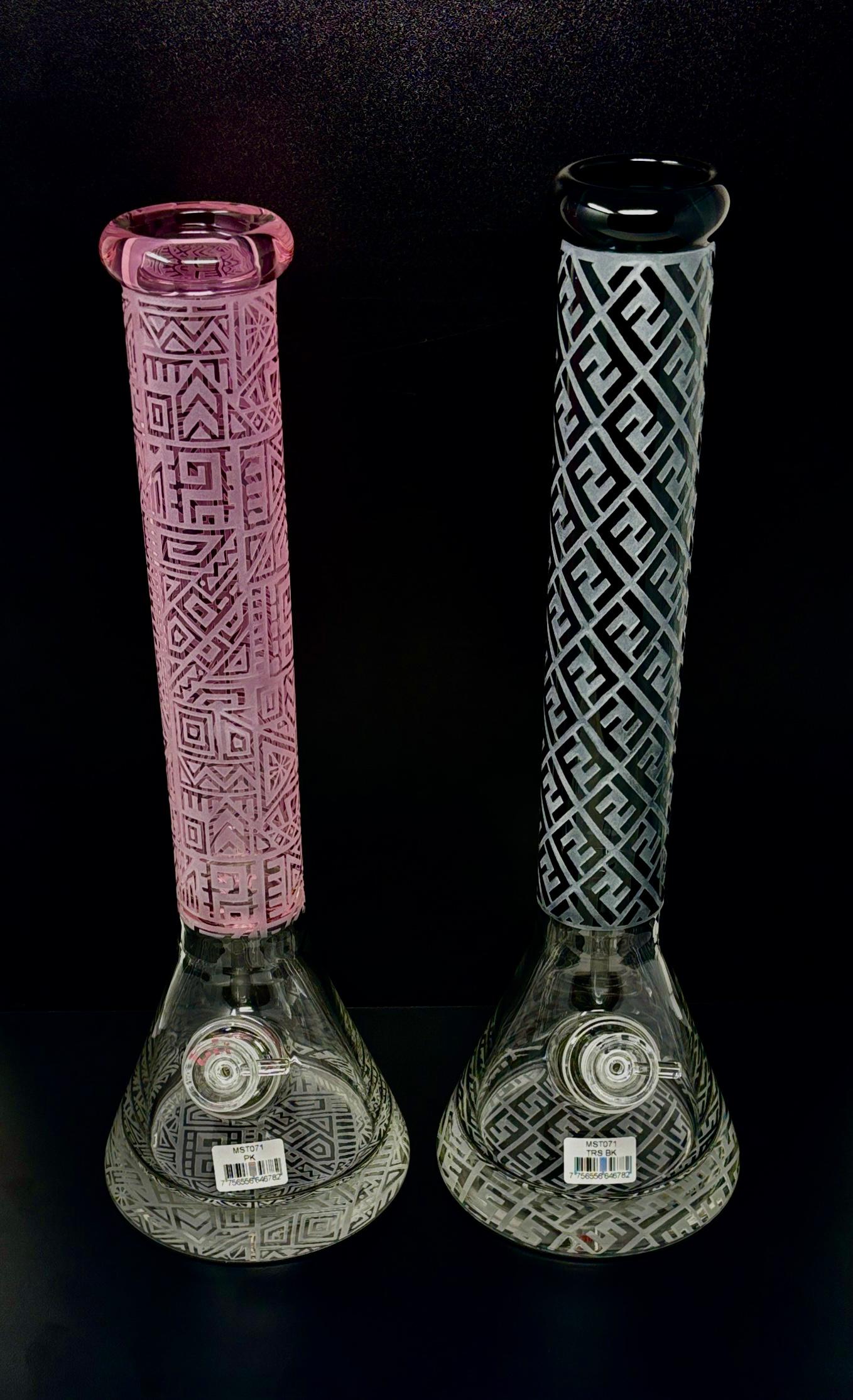 16"  Etched Beaker Bong – 9mm Base, 7mm Tube
