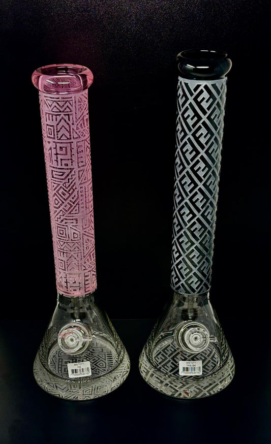 16"  Etched Beaker Bong – 9mm Base, 7mm Tube