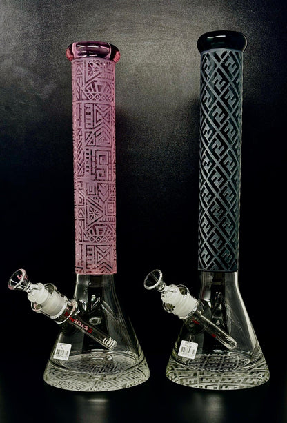 16"  Etched Beaker Bong – 9mm Base, 7mm Tube