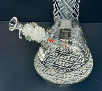 16"  Etched Beaker Bong – 9mm Base, 7mm Tube